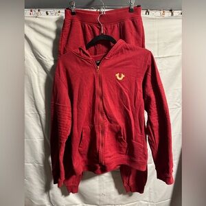 True Religion Maroon and Gold Track Pants & Joggers Set